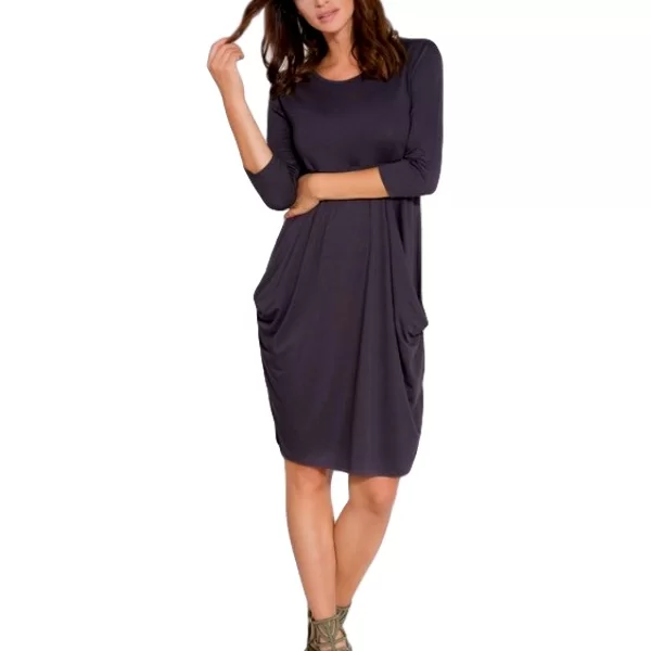 80050 BY Bισκόζ φόρεμα με τσέπες -Γκρι-Γκρι