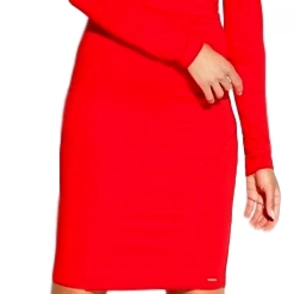 60008 DR Ελαστικό μίνι φόρεμα με γυμνούς ώμους-Κόκκινο-Κοκκινο