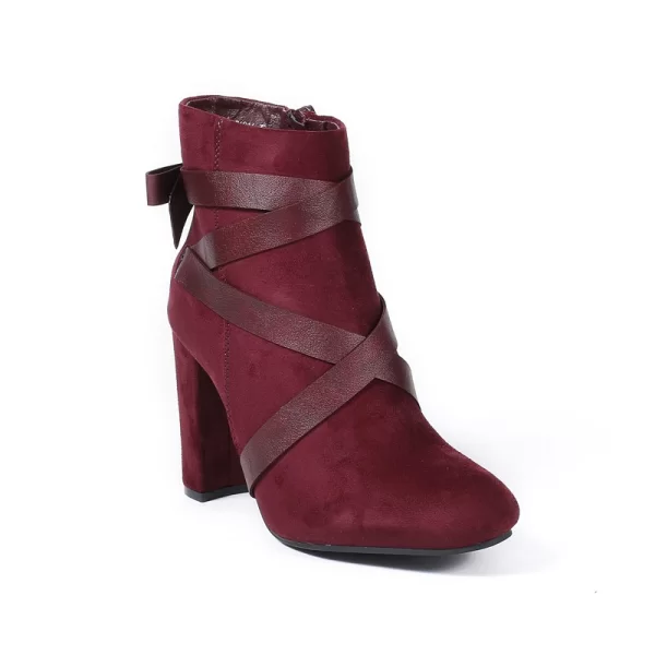 Σουέτ μποτάκι με φιόγκο πίσω - Μπορντώ 0613-Κοκκινο