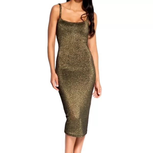 60034 DR Μίντι μεταλιζέ φόρεμα - Χρυσό-Χρυσό