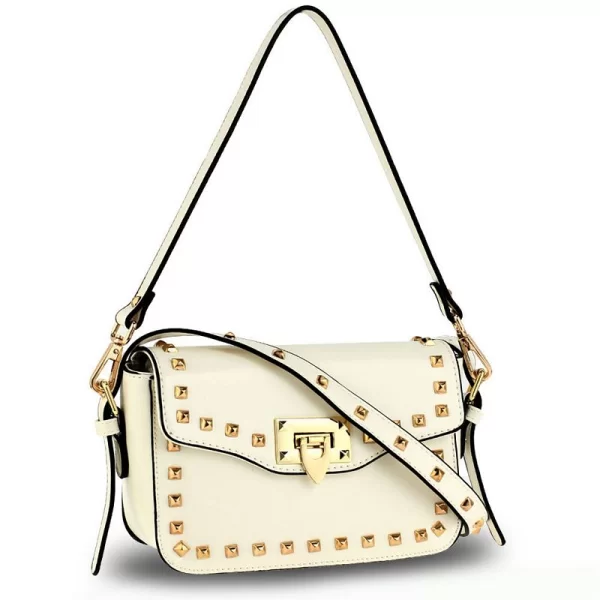 1604 AG Γυναικείο τσαντάκι με χρυσά τρούκς AG00722 - Ασπρο-Ασπρο