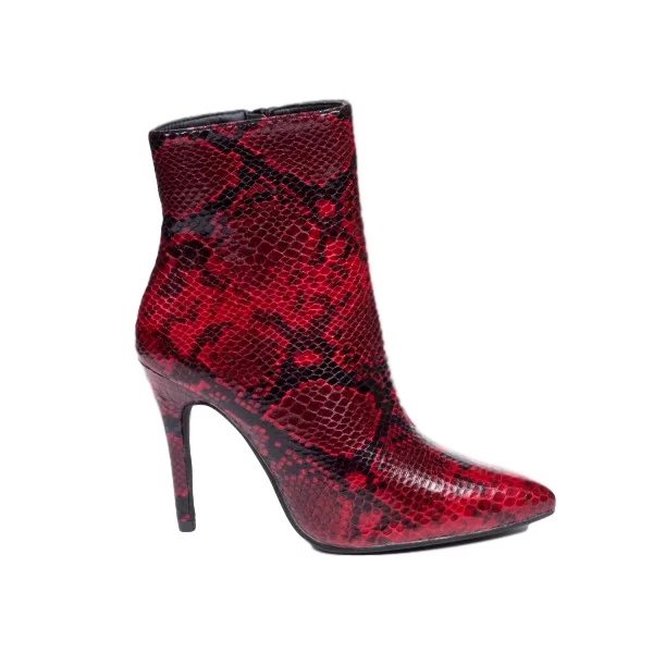 Γυναικεία μποτάκια φίδι με μύτη - Κόκκινα 0788-Κοκκινο