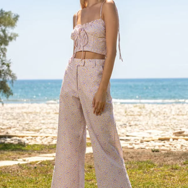 Sun Sea & Roses – Vienna Trousers Floral Purple/Light Pink/Yellow/Multicolor