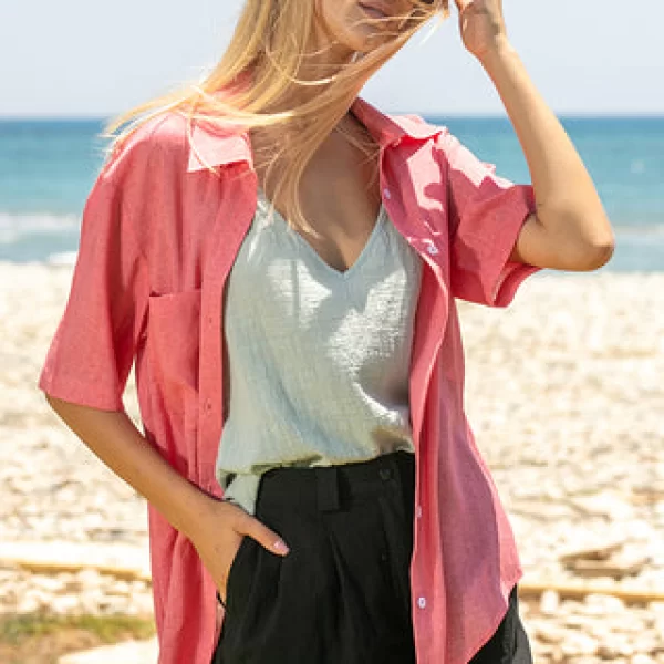 Sun Sea & Roses – Okeanos Short Sleeve Shirt Cherry