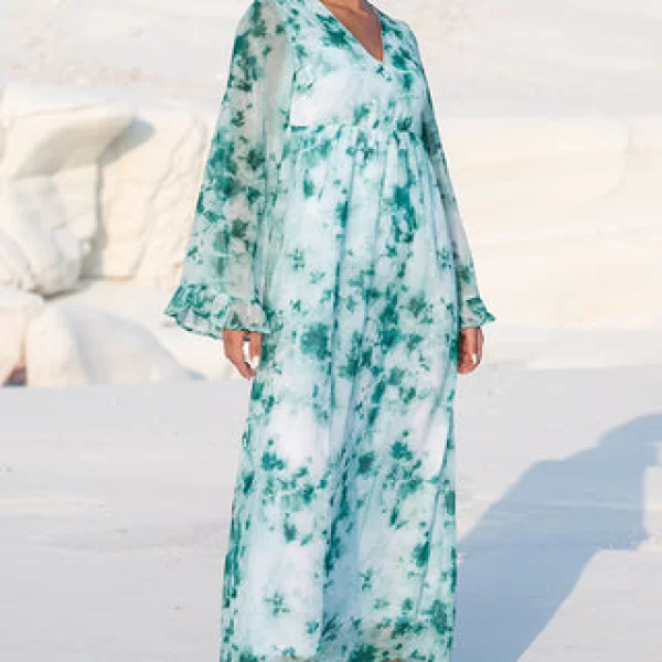 NA-KD – Tie Dye Maxi Dress Green