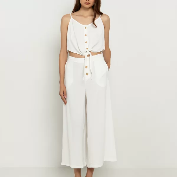 Ζιπ κιλοτ με κουμπιά - ΥΠΟΛΕΥΚΟ