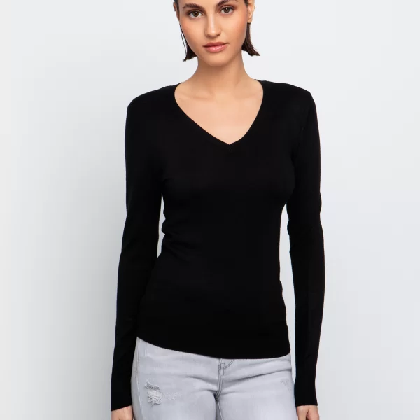 Basic πλεκτή μπλούζα - ΜΑΥΡΟ