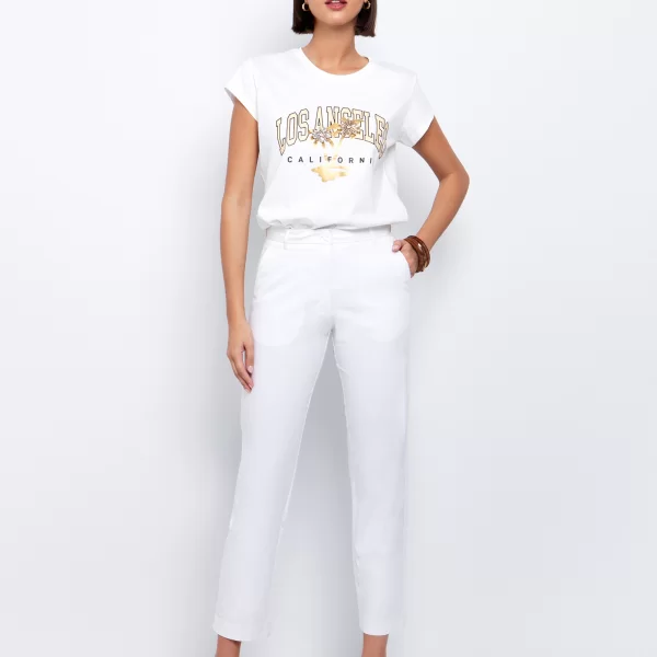 Chino παντελόνι σε ίσια γραμμή - ΛΕΥΚΟ