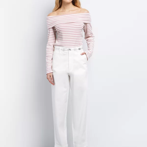 Chino παντελόνι με ρεβέρ - ΛΕΥΚΟ