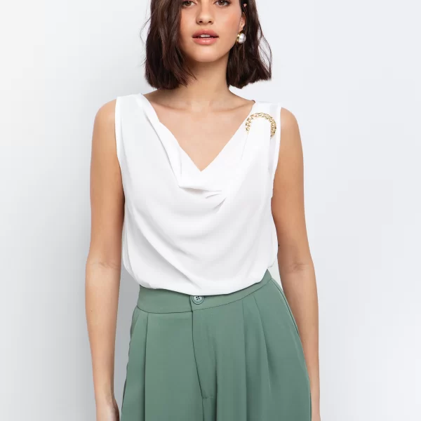 Ντραπέ τοπ με κρίκο - ΥΠΟΛΕΥΚΟ