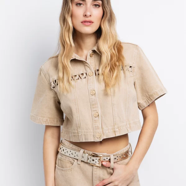 Denim jacket με περιπλεγμένο σχέδιο - ΜΠΕΖ