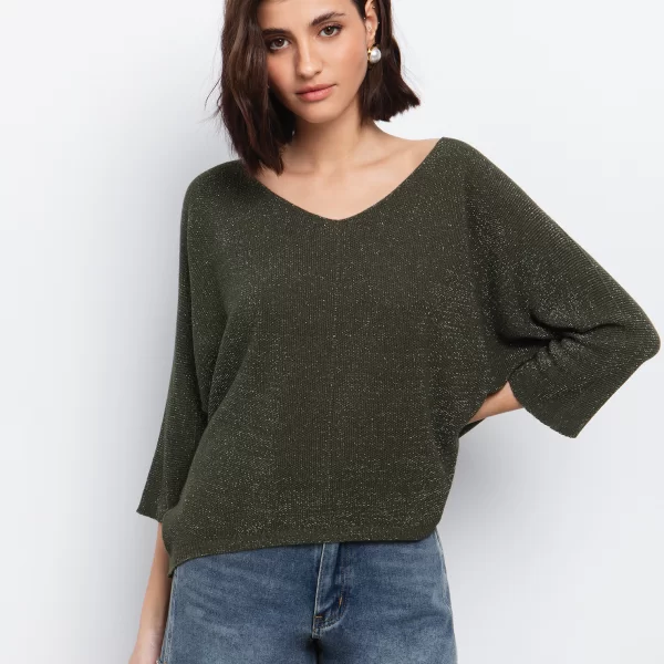 Μπλούζα με ανάγλυφη πλέξη - ΧΑΚΙ