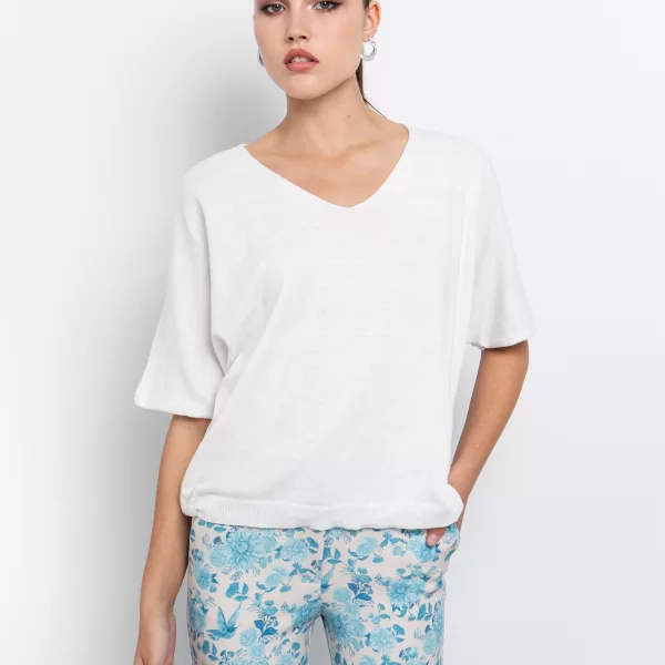 Μπλούζα σε ελαφριά πλέξη - ΥΠΟΛΕΥΚΟ