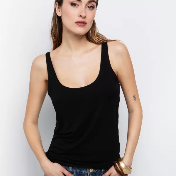 Viscose τοπ με τιράντες - ΜΑΥΡΟ