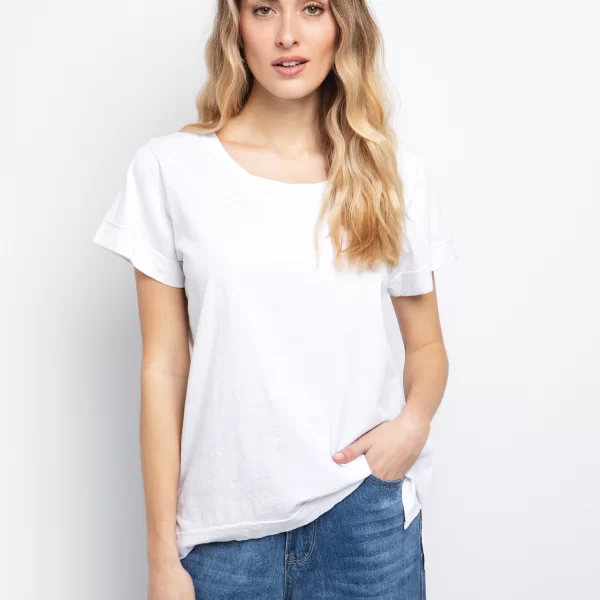 T-shirt με ραφή στην πλάτη - ΛΕΥΚΟ