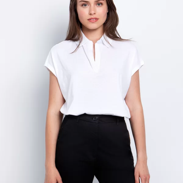 T-shirt με γιακά - ΛΕΥΚΟ