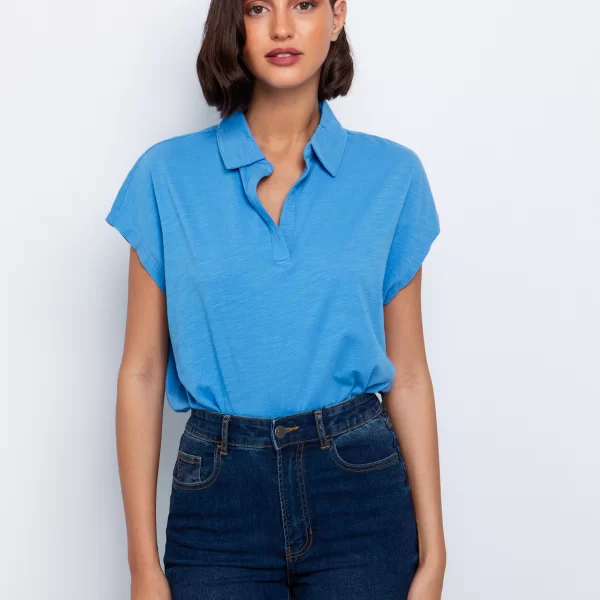 T-shirt με γιακά - ΘΑΛΑΣΣΙ