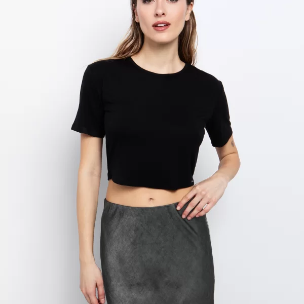 Basic crop μπλούζα - ΜΑΥΡΟ