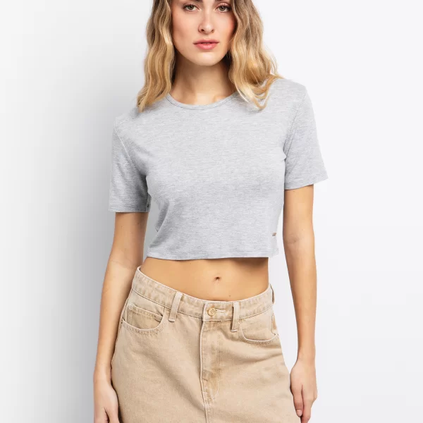 Basic crop μπλούζα - ΜΕΛΑΝΖΕ ΓΚΡΙ
