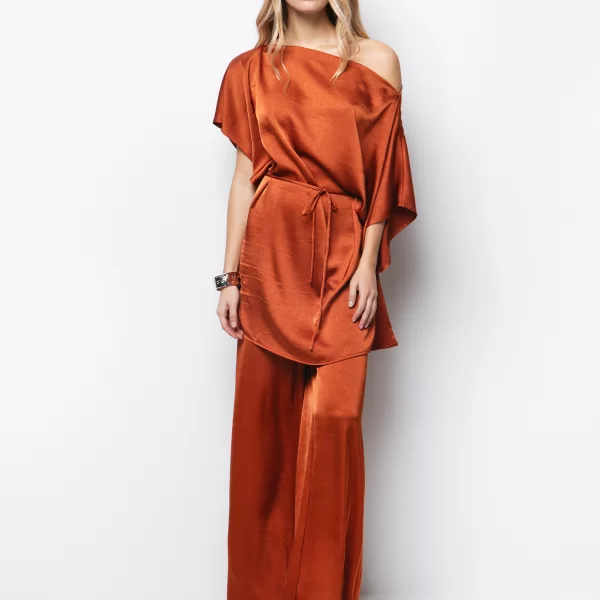 Ασύμμετρη σατινέ μπλούζα - ΚΑΝΕΛΙ