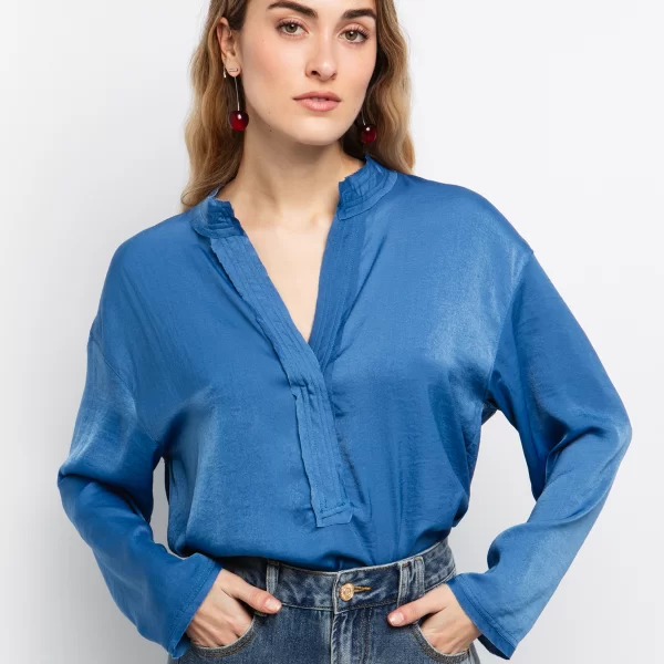 Μπλούζα με V - ΜΠΛΕ