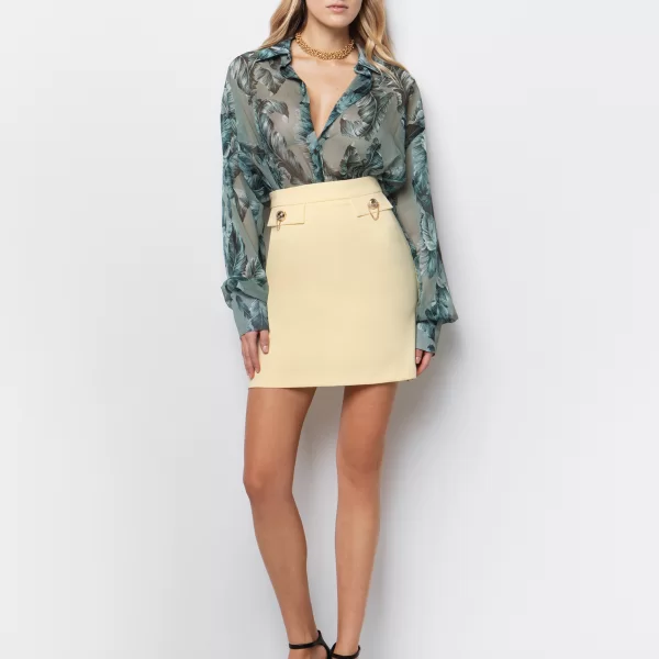 Φούστα με κουμπιά & αλυσίδα - ΚΙΤΡΙΝΟ