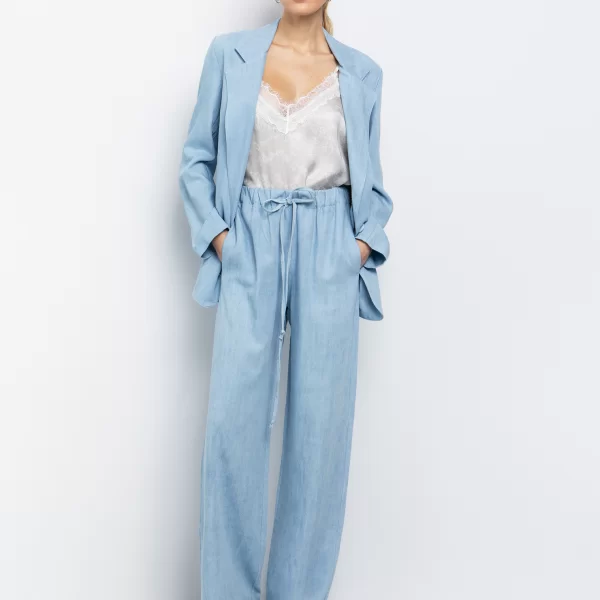 Lyocell παντελόνι jogger - ΑΝΟΙΧΤΟ ΜΠΛΕ