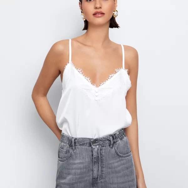 Lingerie τοπ με κουμπιά - ΥΠΟΛΕΥΚΟ