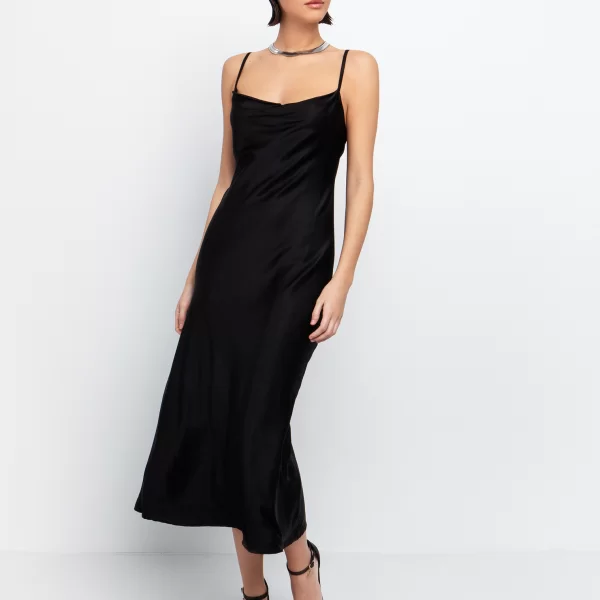 Slip φόρεμα μίντι - ΜΑΥΡΟ