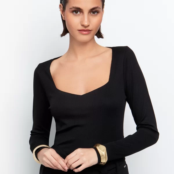 Rib top τετράγωνη λαιμόκοψη - ΜΑΥΡΟ