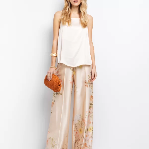 Ριχτό τοπ viscose-σατινέ - ΚΡΕΜ