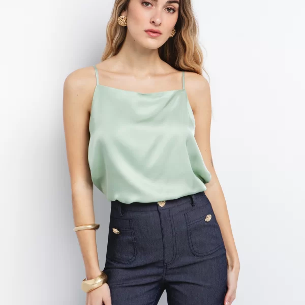 Ριχτό τοπ viscose-σατινέ - ΜΕΝΤΑ