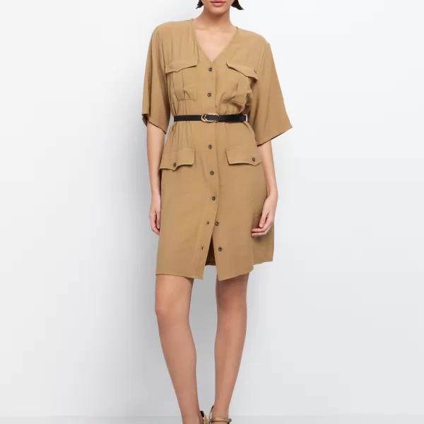 Military φόρεμα με ζώνη - ΜΠΕΖ