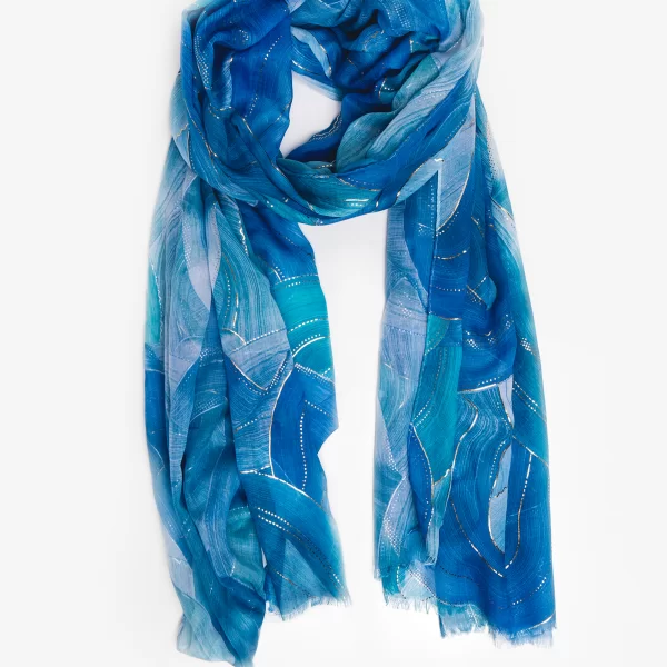 Φουλάρι με abstract print - ΜΠΛΕ ΡΑΦ