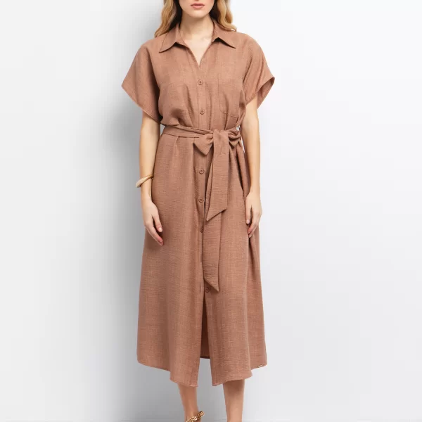 Σεμιζιέ φόρεμα με ζώνη - ΣΟΚΟΛΑ