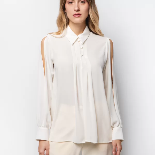 Πουκάμισο με cut out μανίκια - ΚΡΕΜ