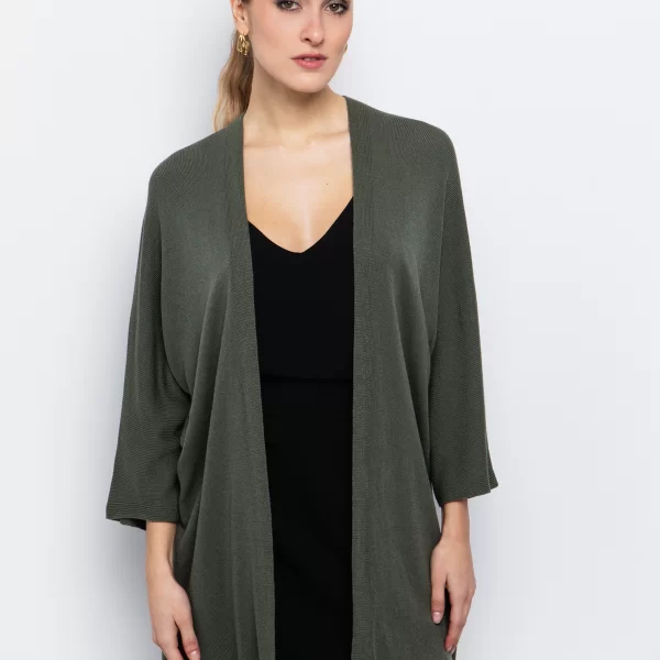 Ανοιχτή πλεκτή ζακέτα - ΧΑΚΙ