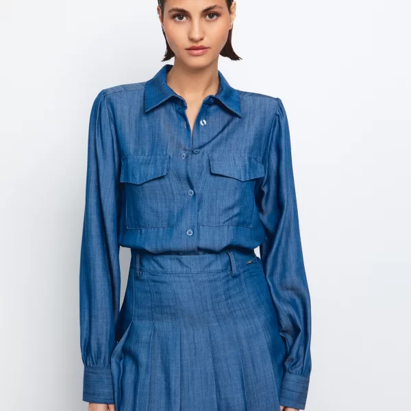 Πουκάμισο σε denim όψη - ΜΕΣΑΙΟ ΜΠΛΕ
