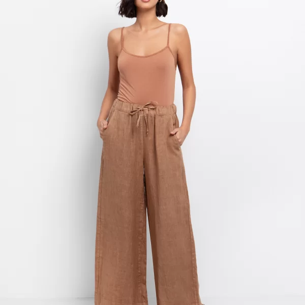 Wide leg παντελόνι λινό - ΚΑΦΕ