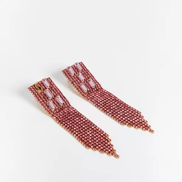 Σκουλαρίκια καταρράκτης με κρύσταλλα - ΡΟΖ