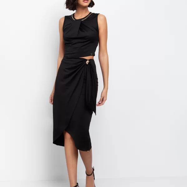 Jersey tοp με αλυσίδα - ΜΑΥΡΟ