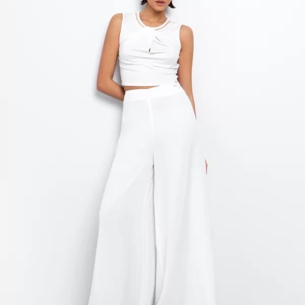 Wide leg παντελόνι - ΥΠΟΛΕΥΚΟ