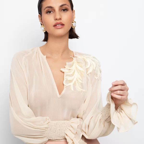 Μπλούζα με απλικέ στον ώμο - ΠΑΝΑΚΟΤΑ