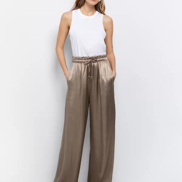 Παντελόνα σε σατινέ όψη - ΣΚΟΥΡΟ ΜΠΕΖ