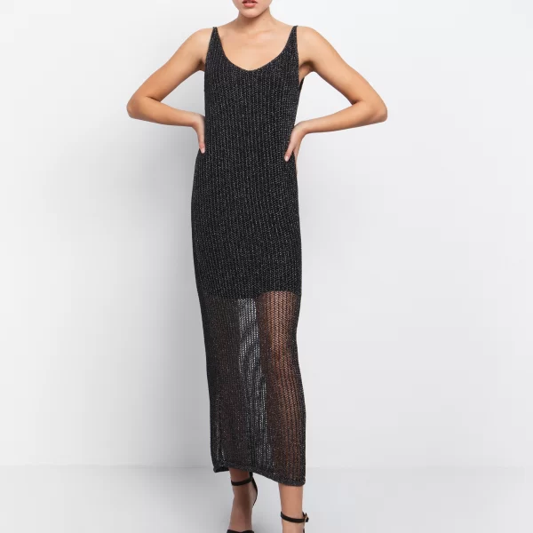 Πλεκτό φόρεμα lurex - ΜΑΥΡΟ