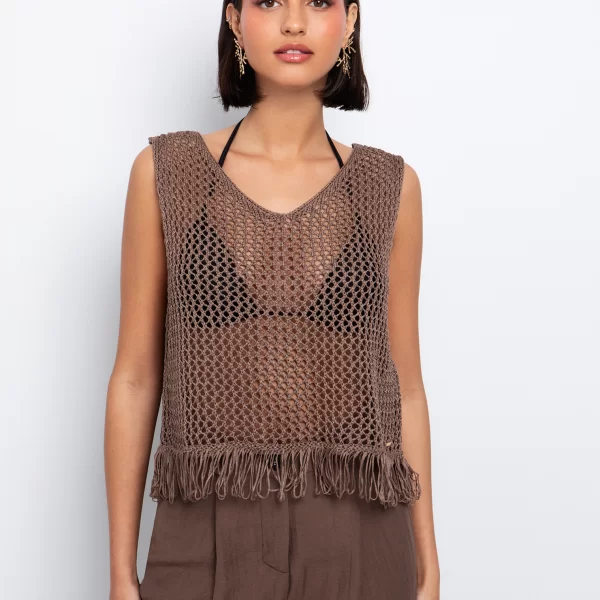 Πλεκτή μπλούζα διάτρητη - ΣΟΚΟΛΑ