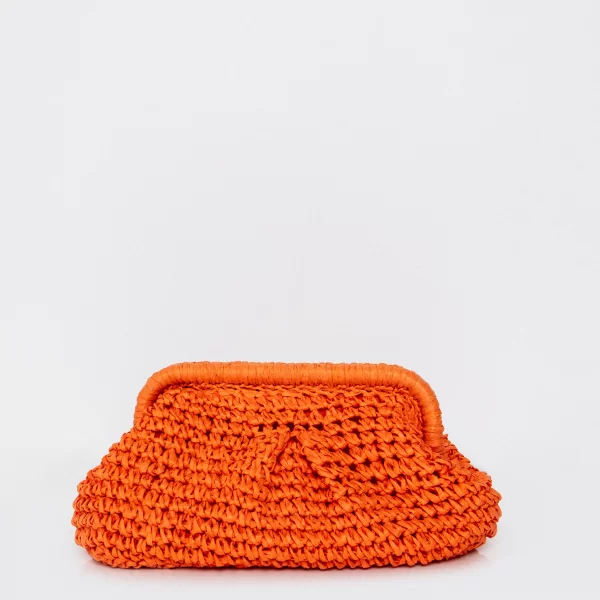 Raffia clutch με αλυσίδα - ΠΟΡΤΟΚΑΛΙ