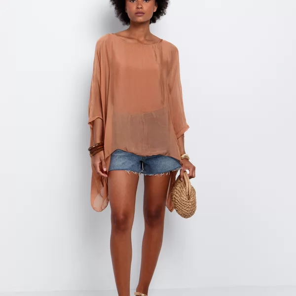 Viscose silk μπλούζα ασύμμετρη - ΚΑΦΕ