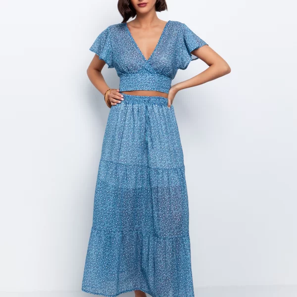 Φλοράλ φούστα με κορδόνι - ΦΛΟΡΑΛ