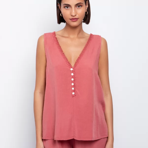 Τοπ με crochet-V & κουμπιά - ΒΡΩΜ.ΚΟΡΑΛΙ